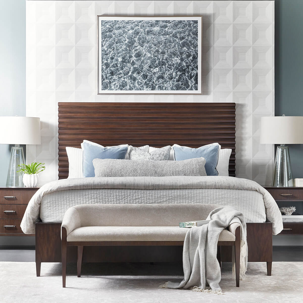 Art Deco style bench in bedroom setting