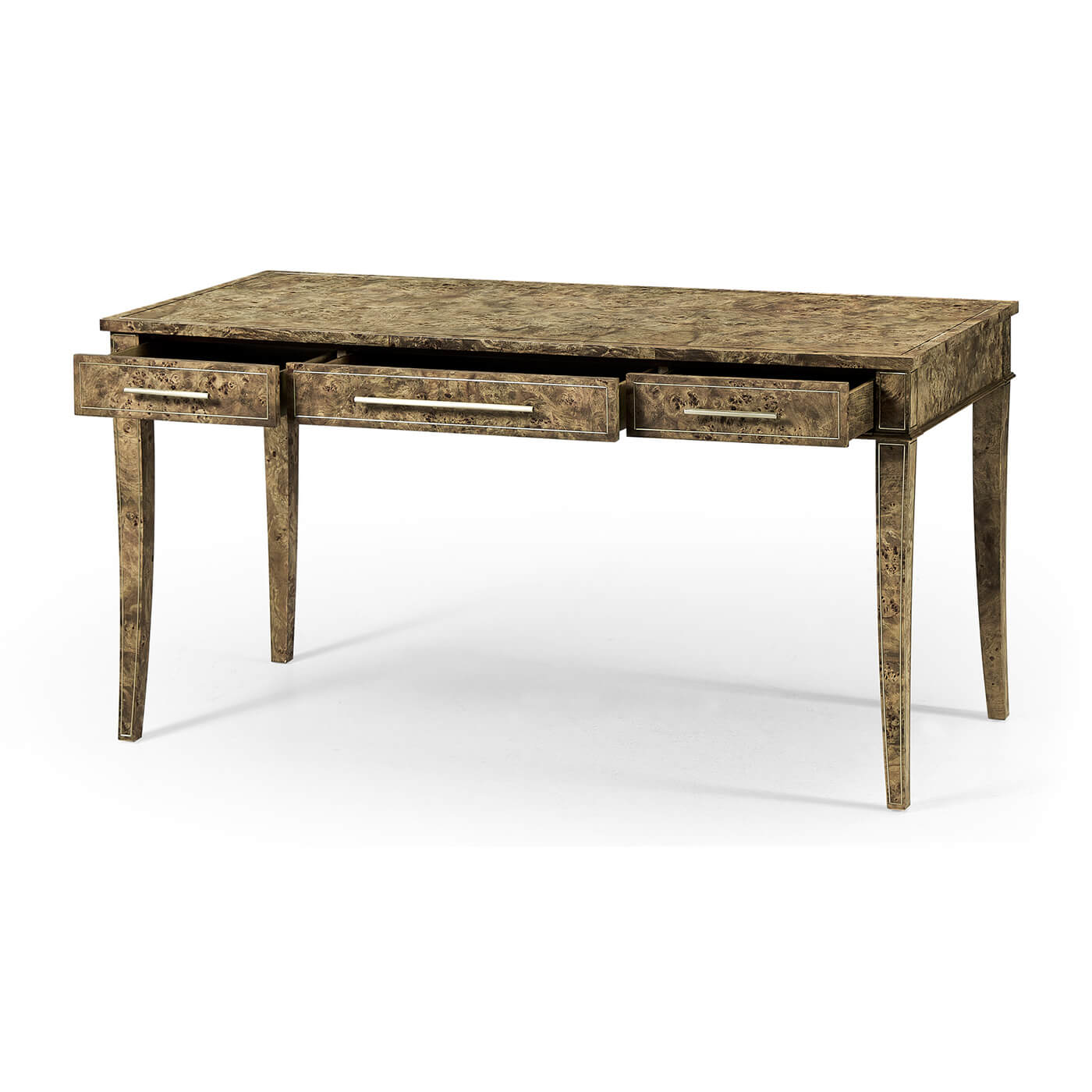 Art Deco style desk, open drawers, detailed view.