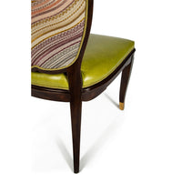 Detail of chair's back and leg design.