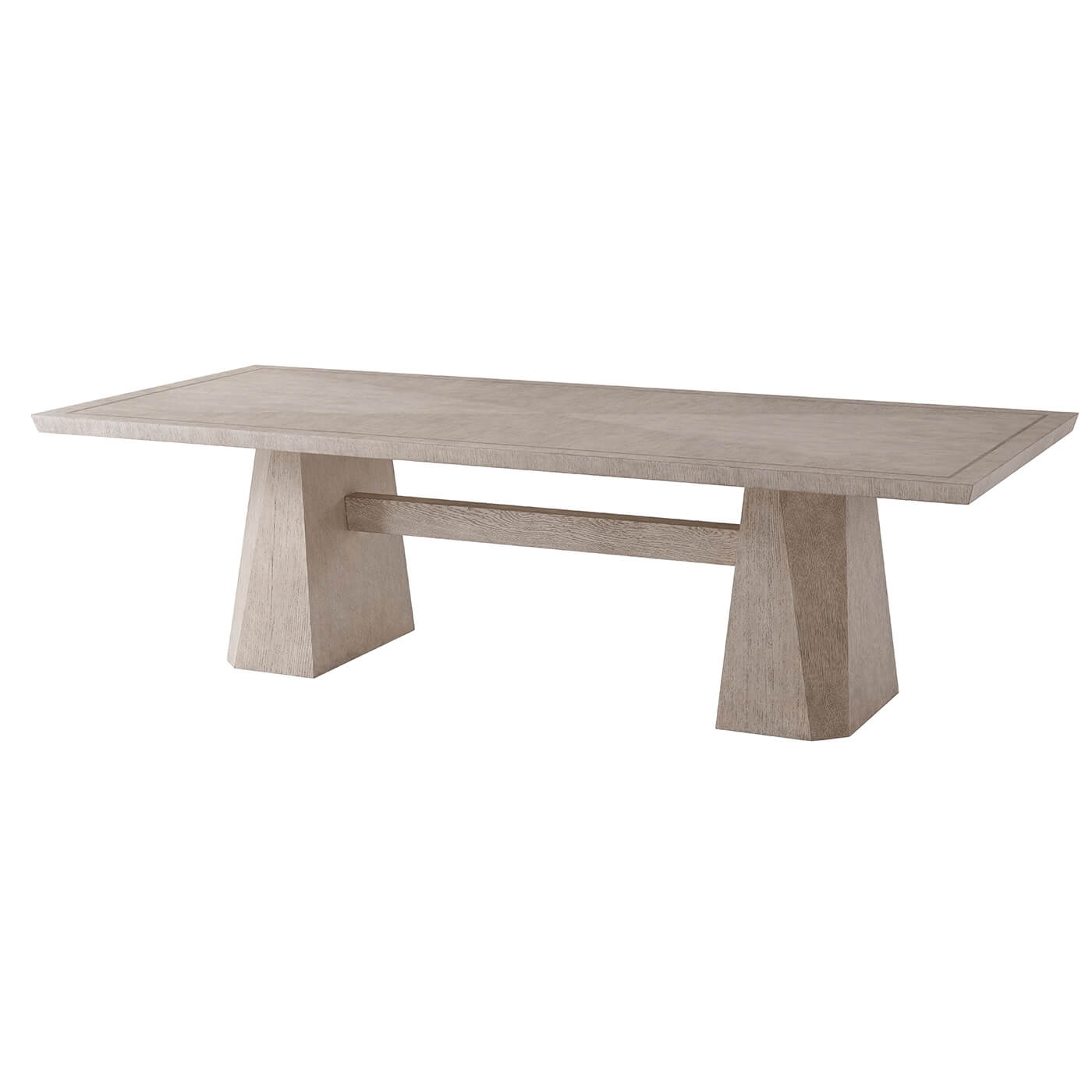 Art Deco style light oak dining table perspective view.