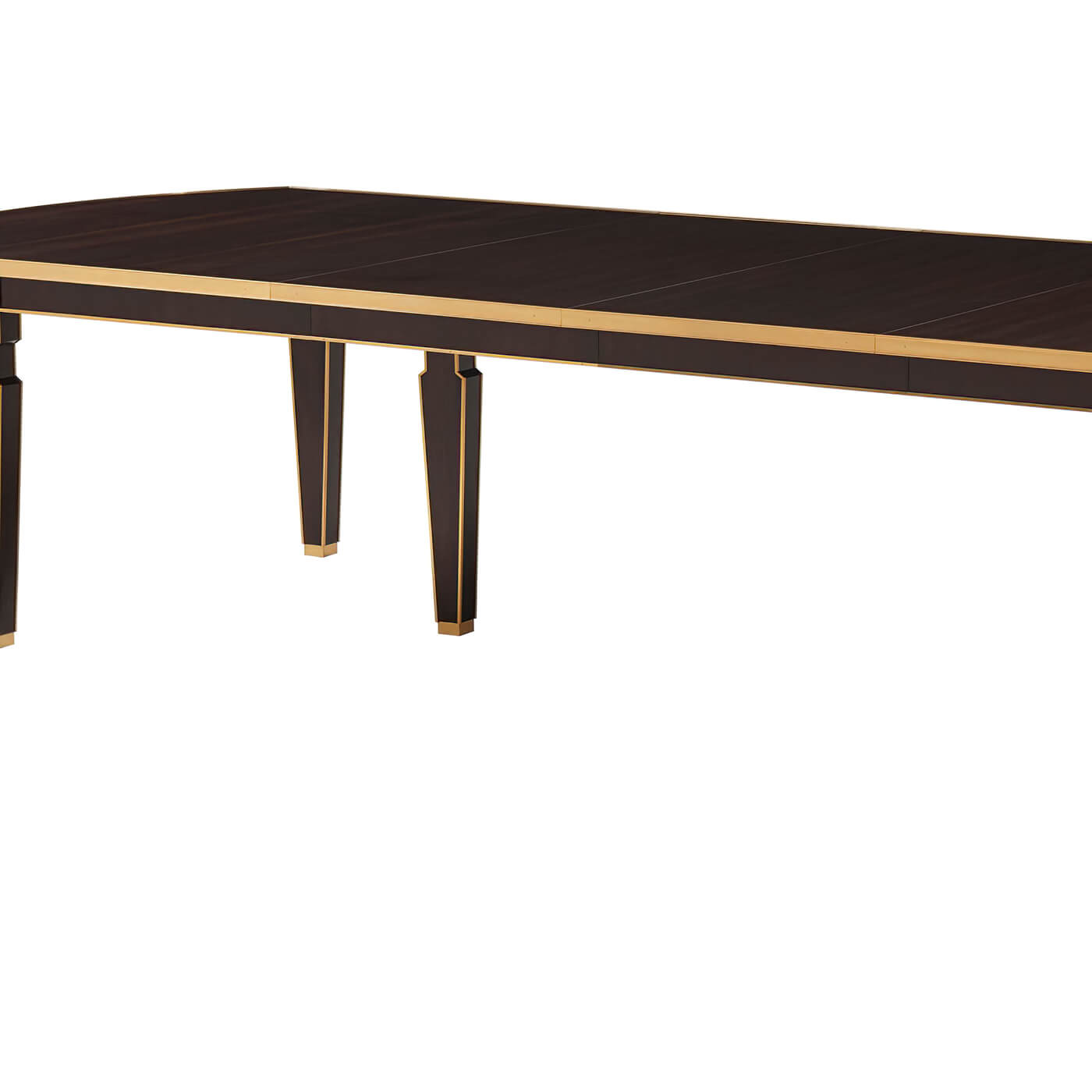 Close-up of dark wood dining table surface.