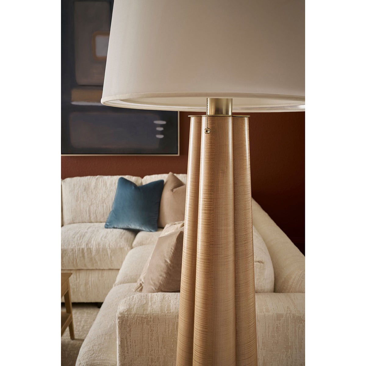 Side view of art deco lamp with textured base.