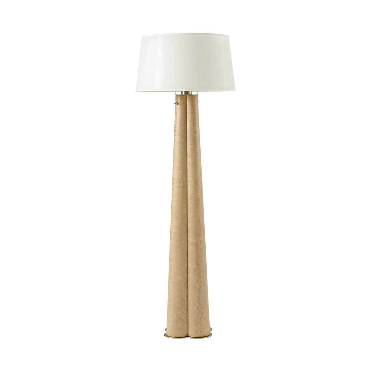 Art deco floor lamp with sleek, geometric base.
