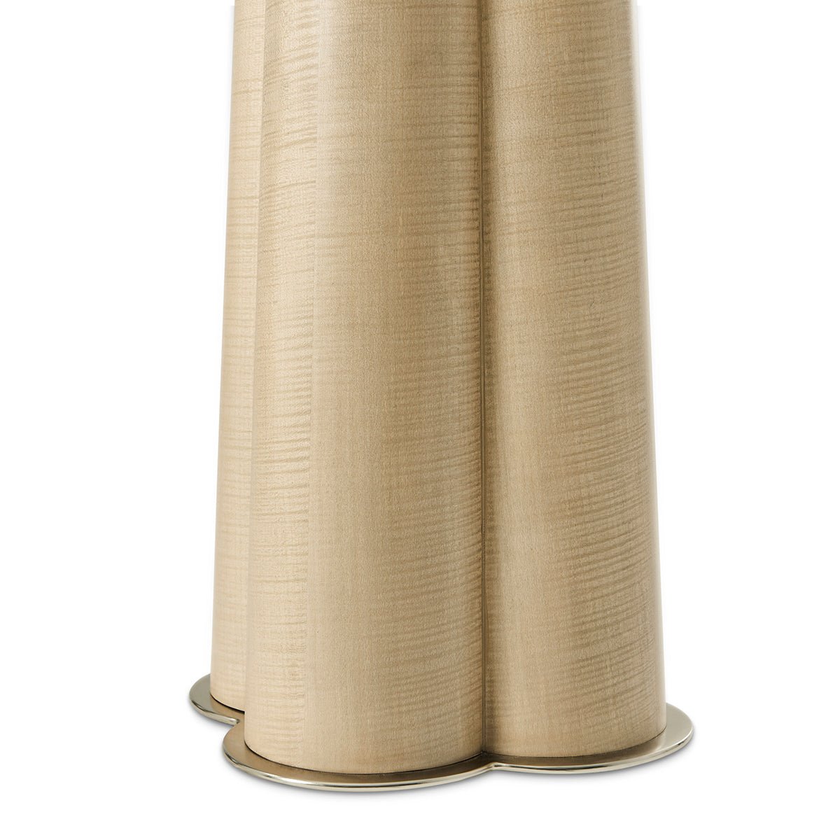 Detailed view of lamp's textured, cylindrical base.