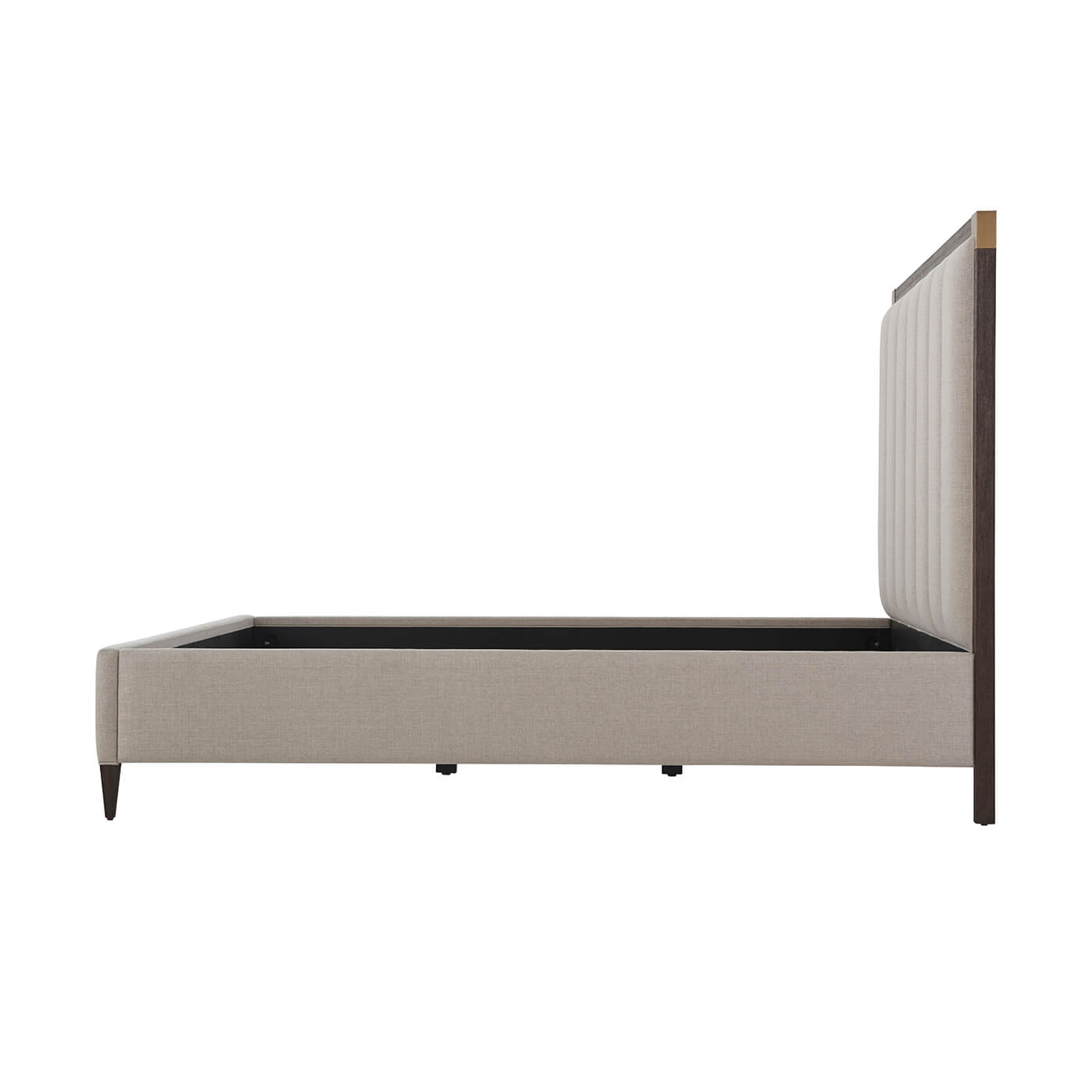Side profile of Art Deco king bed frame design.
