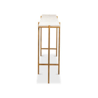 Side view of slim console table design.