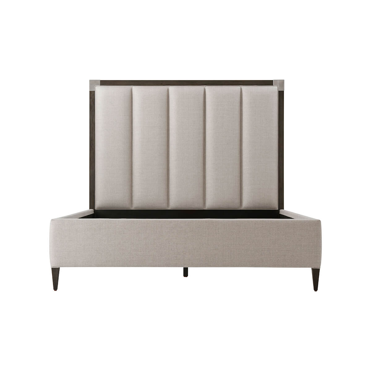 Art Deco queen bed, front view.