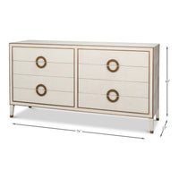 Dimension drawing for Art Deco Style Shagreen Dresser in Osprey White