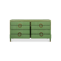 Dresser with partially open drawers revealing interior.