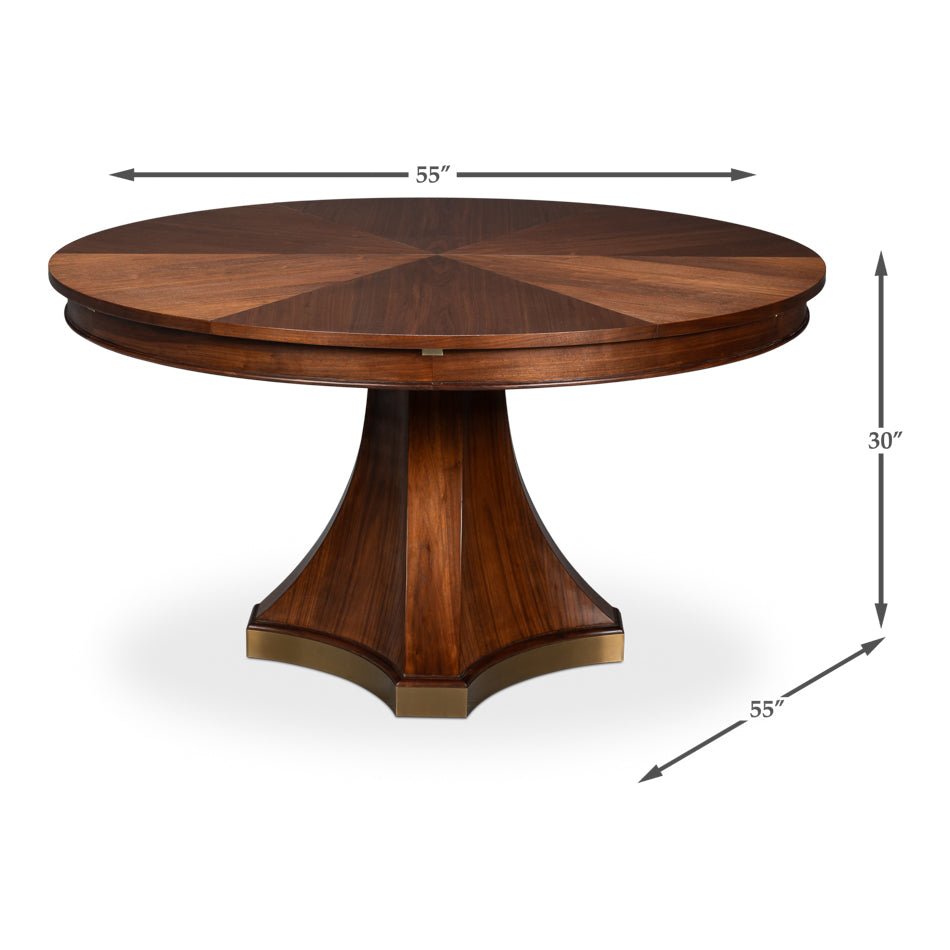 Dining table with dimensions in inches.
