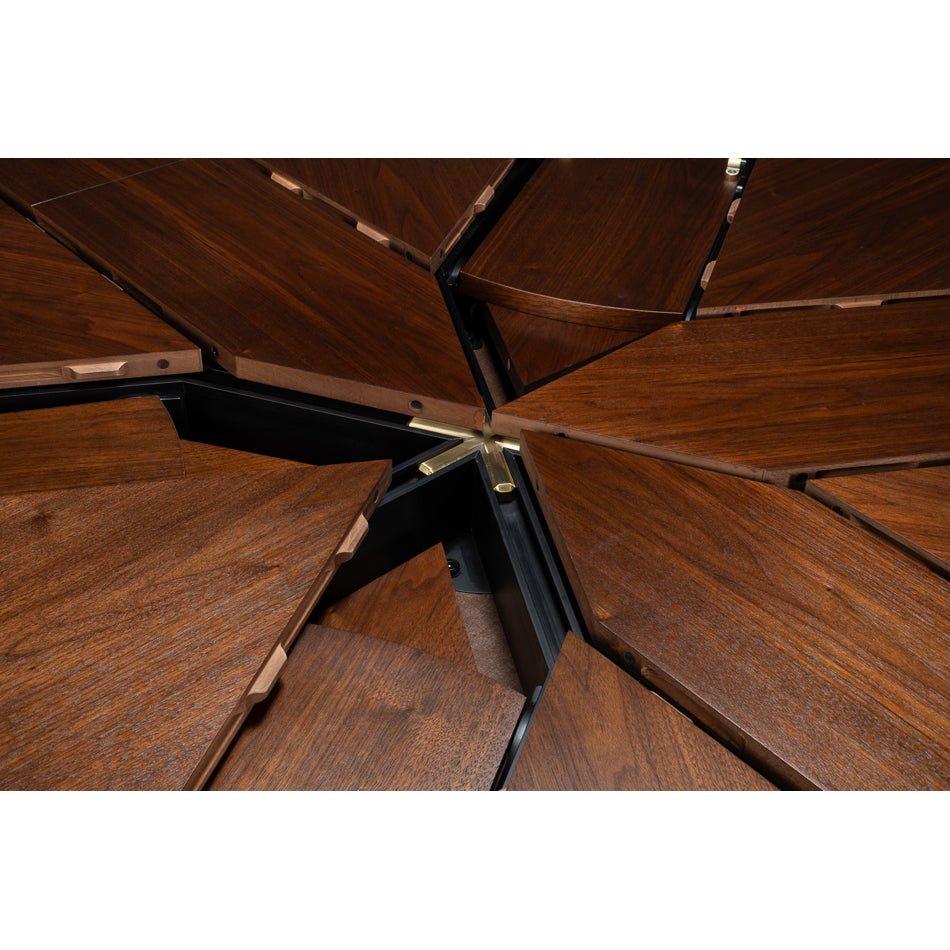 View of table's leaf extension mechanism.