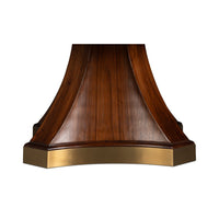 Walnut dining table pedestal base close-up.
