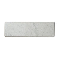 Top view of marble surface on console table.