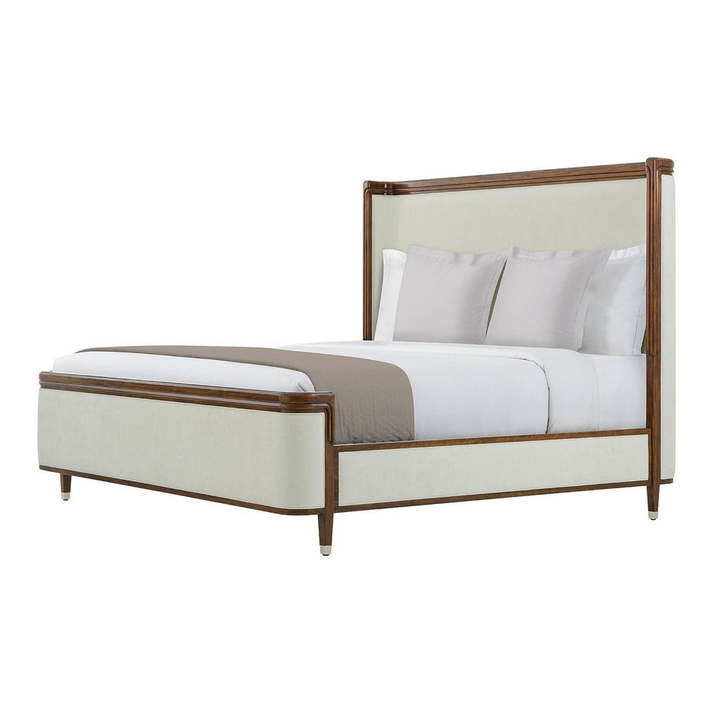 Art Deco bed with cushions, side view