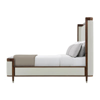 Side profile of Art Deco bed in neutral tones
