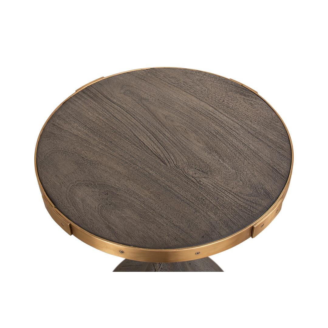 Overhead view of Artisan accent table's textured surface.
