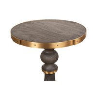 Top close-up of Artisan accent table's brass trim.