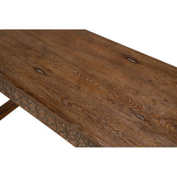 Close-up detail of console table top surface.