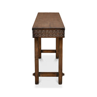 Side view of console table, leg detail visible.