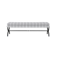 Charcoal striped bench with waterfall skirt, front view