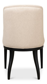 Modern Dining Chair with Sloped Back in Cream Cotton-Linen - view 4