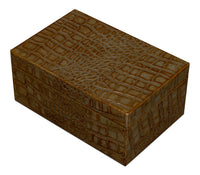Croc Leather Box in Antique Green, Set of 2