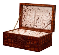 Croc Leather Box in Cognac, Set of 2