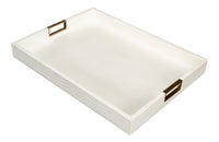 Croc Leather Tray in Pearl with Brass and Steel