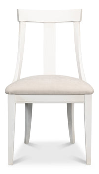 Deco Klismos Dining Chairs in White with Cream Seats, Sets of 2 - view 2
