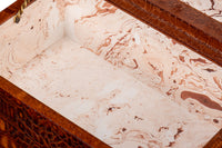Croc Leather Box in Cognac, Set of 2