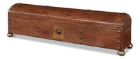 Dome-Top Leather Box with Brass Nailheads and Ball Feet