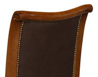 French Empire Dining Chairs in Brown Leather, Sets of 2 - view 7