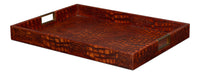 Croc Leather Tray in Cognac