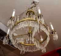 Angled view of Baltic Six Light Chandelier installation.