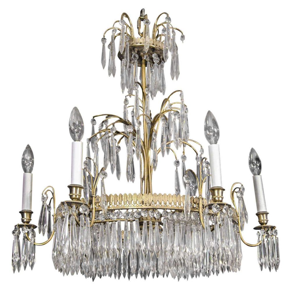 Elegant Baltic Six Light Chandelier with crystal details.