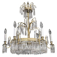 Elegant Baltic Six Light Chandelier with crystal details.