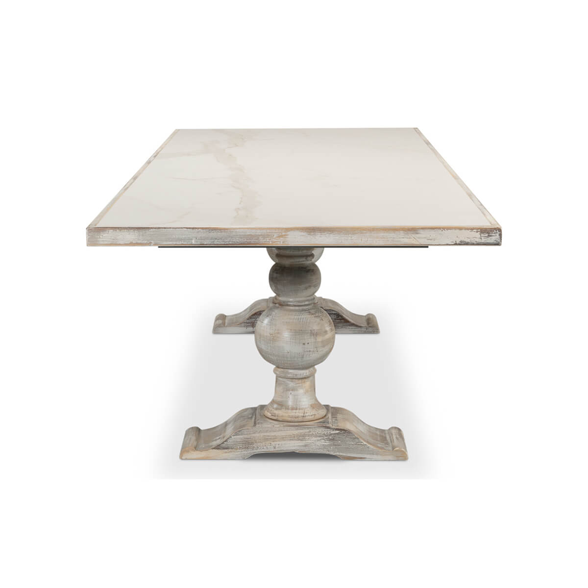 Side view of baroque style dining table.