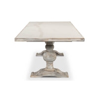 Side view of baroque style dining table.