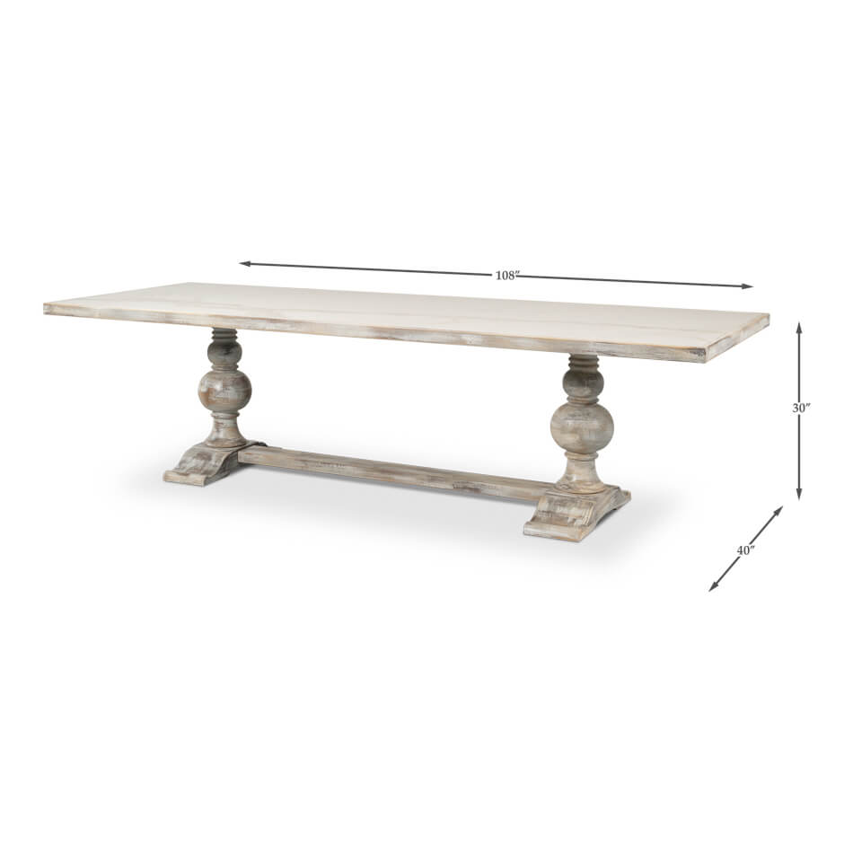 Dimensional diagram of baroque style dining table.