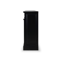 Side view of black sideboard showing depth.