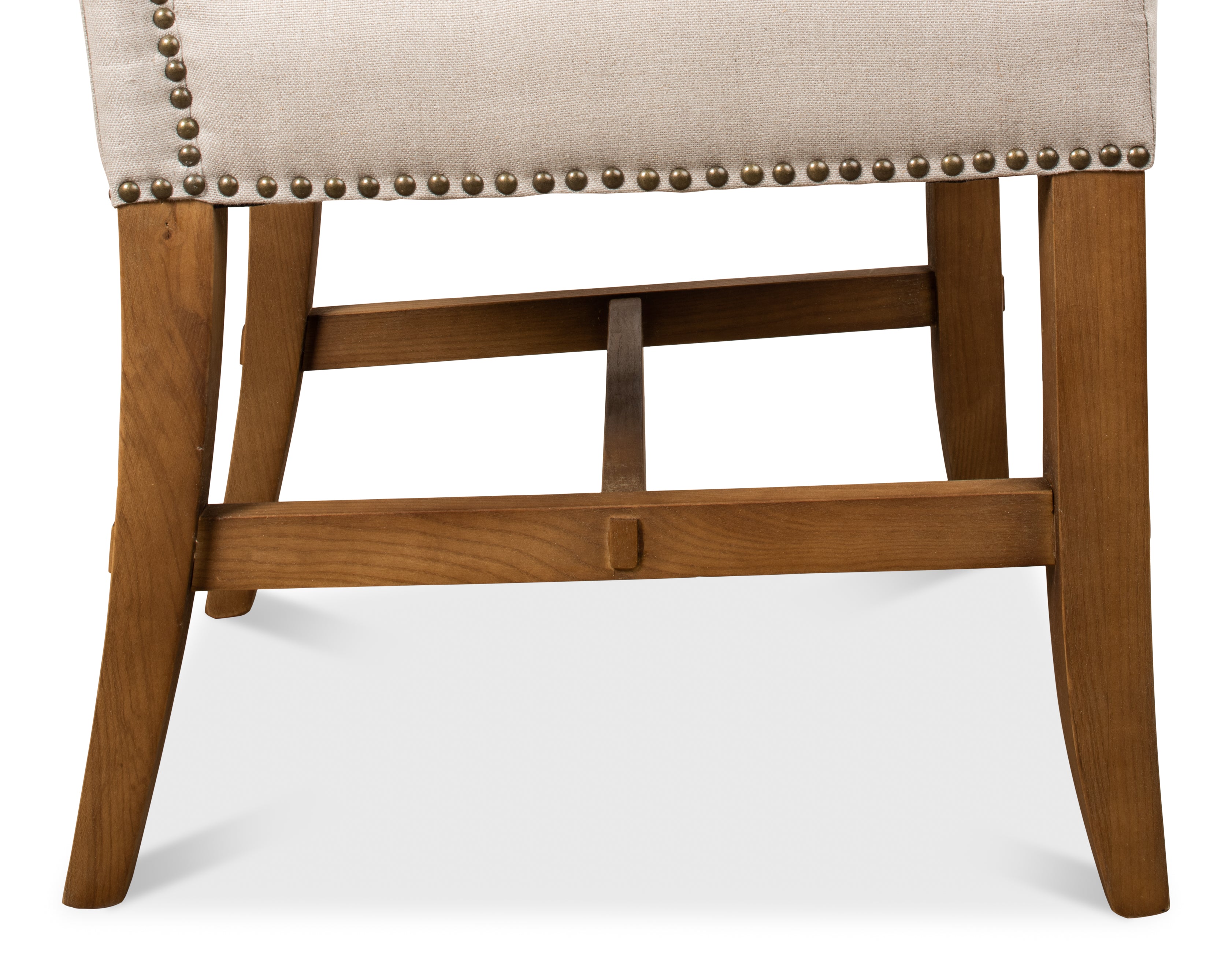Wingback Dining Chairs in Beige Linen with Nailheads, Sets of 2 - view 9