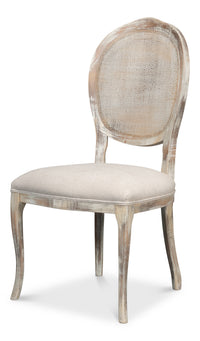 Cane Back Dining Chairs in Gray Oak with Taupe Seats, Sets of 2