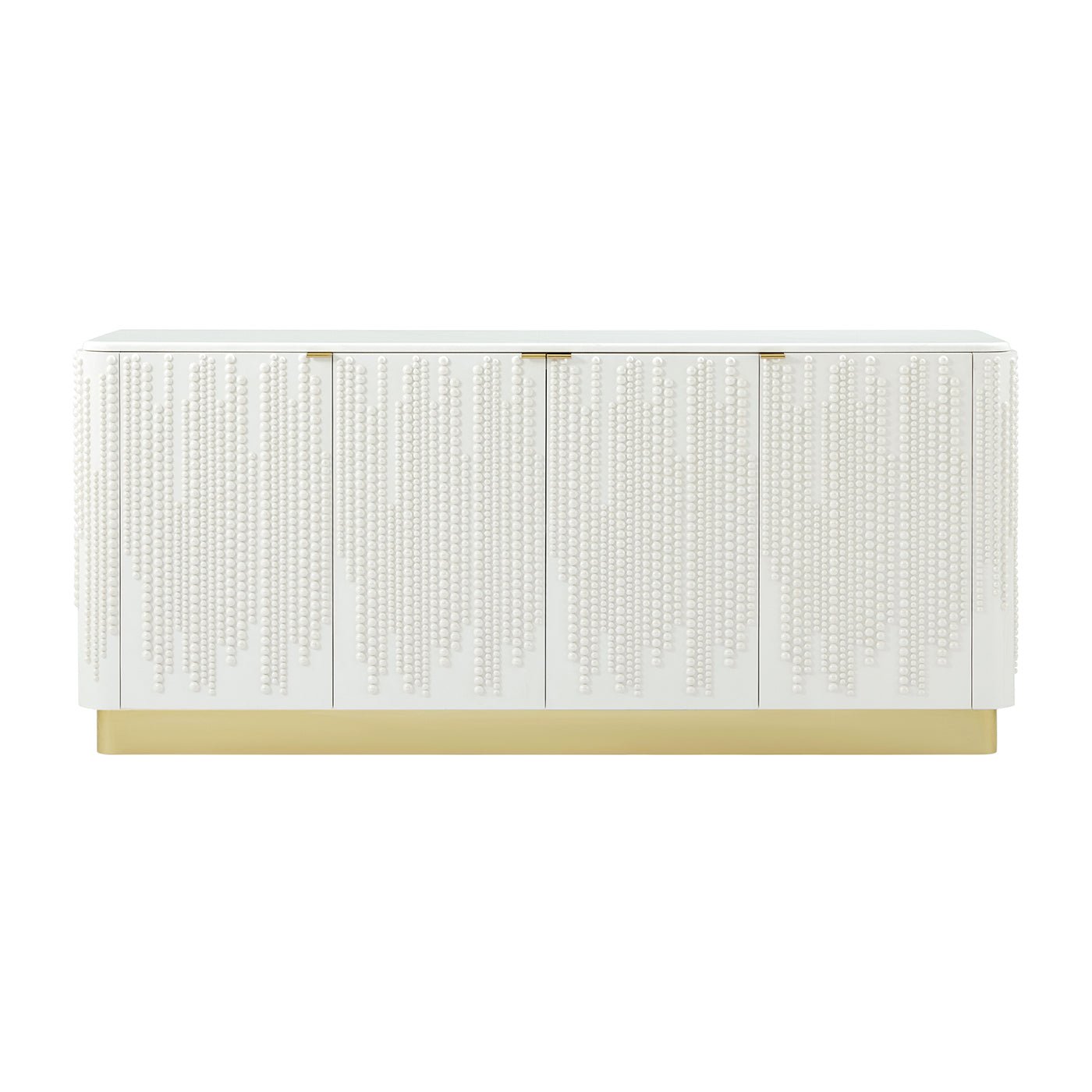 Beaded Hollywood Regency Four Door Credenza - English Georgian America