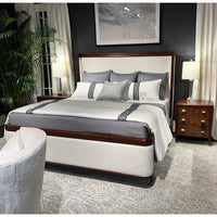 Art Deco bed in stylish bedroom setting