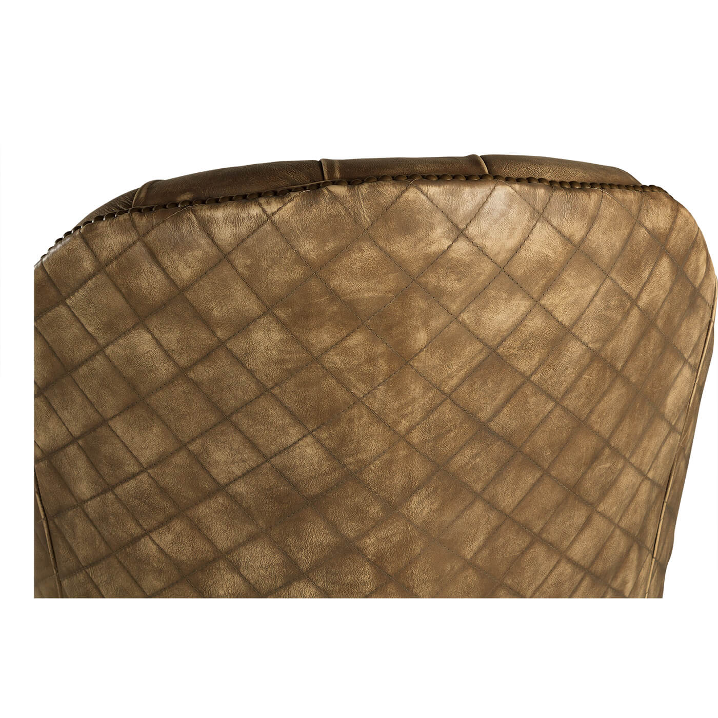 Detail of quilted leather back of chair.