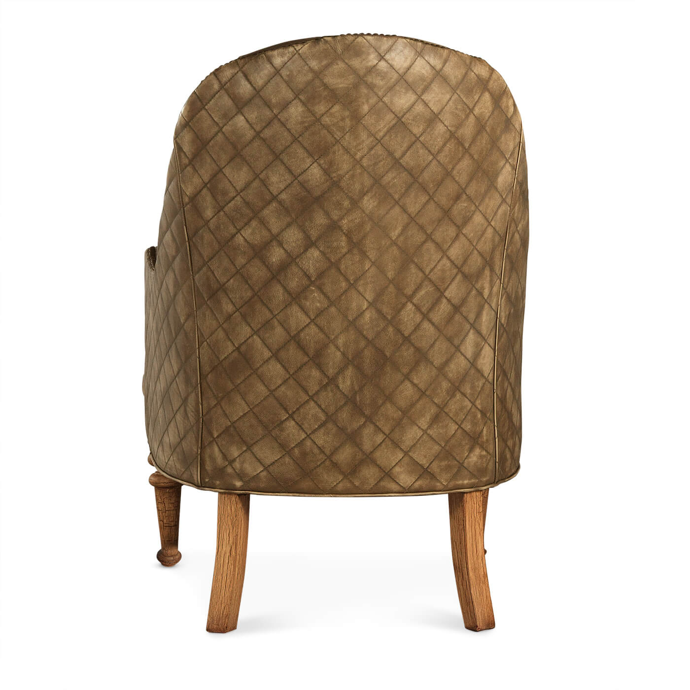 Back view showing diamond pattern of leather chair.