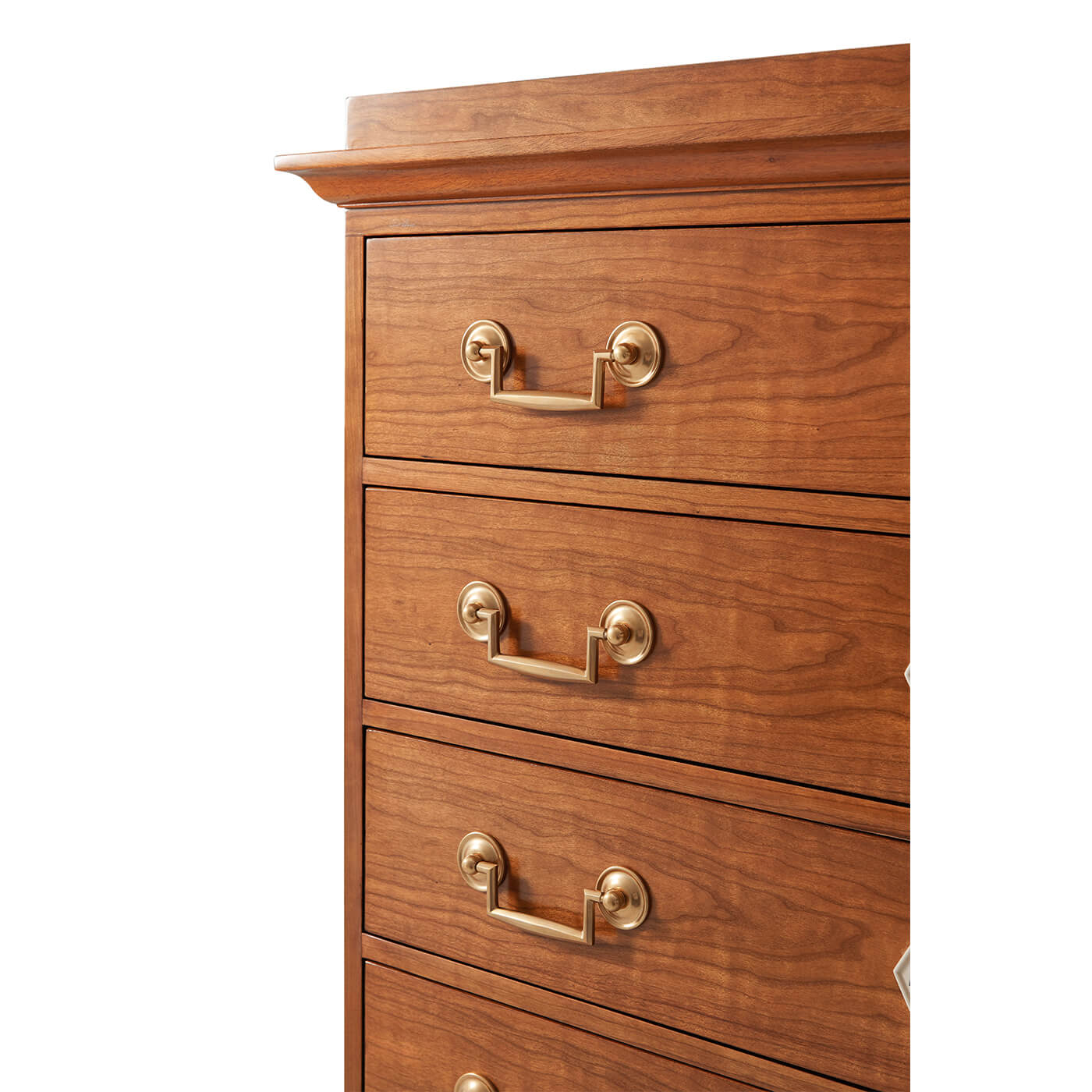 Close-up of drawer handles on Biedermeier Sémanier Chest.