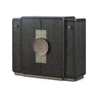Black Art Deco Bar Cabinet closed front view.
