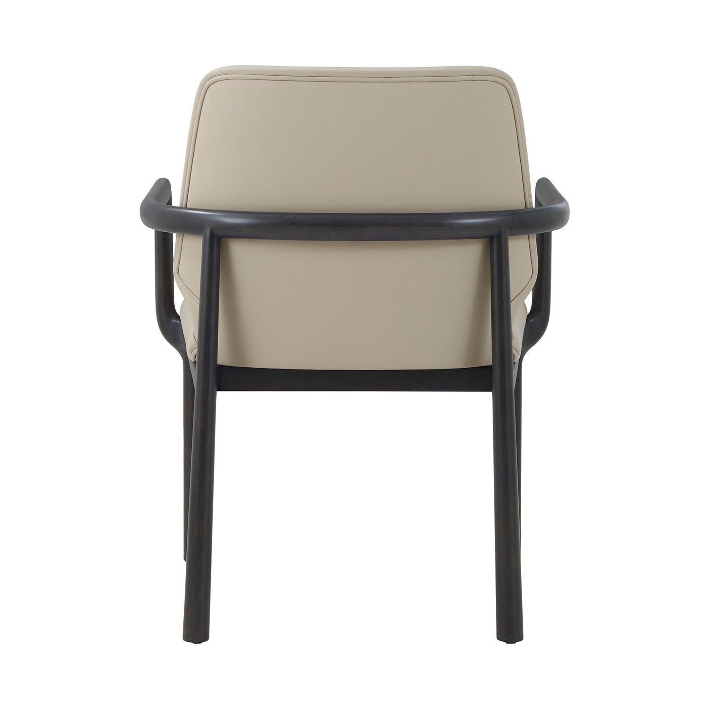 Art Deco dining armchair rear angle, leather backrest.