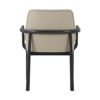 Art Deco dining armchair rear angle, leather backrest.